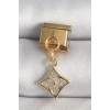 Mey İthalat® 316L Çelik Gold Renk Sallantı Zirkon Taşlı Çiçek İşlemeli Nomination Charm