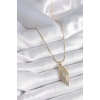 Mey İthalat® 316L Çelik Gold Renk Zirkon Taşlı Vintage Model Kadın Kolye
