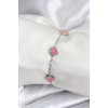 Mey İthalat® 316L Çelik Gümüş Renk Pembe Baby Boy Yonca Kadın Bileklik
