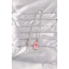 Mey İthalat® 316L Çelik Gümüş Renk Pembe Mineli Güneş Model Tarot Kolye