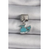 Mey İthalat® 316L Çelik Gümüş Renk Sallantı Mavi Balina Model Nomination Charm