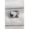 Mey İthalat® 316L Çelik Gümüş Renk Siyah Beyaz Kuş İşlemeli Nomination Charm