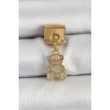 Mey İthalat® 316L Çelik Sallantılı Zirkon Taşlı Ayıcık Model Gold Renk Nomination Charm