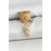 Mey İthalat® 316L Çelik Sallantılı Zirkon Taşlı Çiçek Model Gold Renk Nomination Charm
