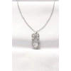 Mey İthalat® 316L Çelik Silver Renk Zirkon Taşlı Kalpli Fiyonk Kolye
