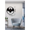Mey İthalat® Batman Yarasa Logolu Ahşap Duvar Saati - 40x40 cm Dekoratif DC Temalı