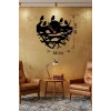 Mey İthalat® Dallarda Kuşlar Tasarım Ahşap Duvar Saati - 40x40 cm Dekoratif Saat