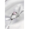 Mey İthalat® Gümüş Renk Pembe Damla Model Kadın Yüzük