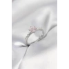 Mey İthalat® Gümüş Renk Pembe Tek Taş Model Zirkon Taşlı Kadın Yüzük