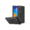 Mey İthalat®  Huawei P Smart 2021 Kılıf Sofya Yüzüklü Silikon Kapak - Siyah