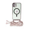 Mey İthalat®  iPhone 11 Kılıf Divo Lazer Askılı Magsafe Kapak - Pembe