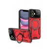 Mey İthalat®  iPhone 11 Kılıf Joy Lens Standlı Kapak - Kırmızı