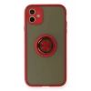 Mey İthalat®  iPhone 11 Kılıf Montreal Yüzüklü Silikon Kapak - Kırmızı