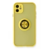 Mey İthalat®  iPhone 11 Kılıf Montreal Yüzüklü Silikon Kapak - Sarı