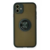 Mey İthalat®  iPhone 11 Kılıf Montreal Yüzüklü Silikon Kapak - Yeşil