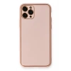 Mey İthalat®  iPhone 11 Pro Kılıf Coco Deri Silikon Kapak - Pembe