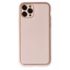 Mey İthalat®  iPhone 11 Pro Kılıf Coco Deri Silikon Kapak - Pudra