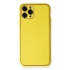 Mey İthalat®  iPhone 11 Pro Kılıf Coco Deri Silikon Kapak - Sarı