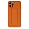 Mey İthalat®  iPhone 11 Pro Kılıf Coco Deri Standlı Kapak - Turuncu