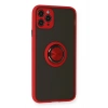 Mey İthalat®  iPhone 11 Pro Kılıf Montreal Yüzüklü Silikon Kapak - Kırmızı