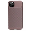 Mey İthalat®  iPhone 11 Pro Max Kılıf Auto Focus Karbon Kapak - Kahverengi
