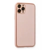 Mey İthalat®  iPhone 11 Pro Max Kılıf Coco Deri Silikon Kapak - Pembe