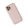 Mey İthalat®  iPhone 11 Pro Max Kılıf Coco Deri Silikon Kapak - Pudra