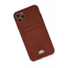 Mey İthalat®   iPhone 11 Pro Max Kılıf Kelvin Kartvizitli Silikon - Bordo