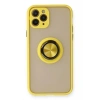 Mey İthalat®  iPhone 11 Pro Max Kılıf Montreal Yüzüklü Silikon Kapak - Sarı