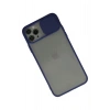 Mey İthalat® iPhone 11 Pro Max Kılıf Palm Buzlu Kamera Sürgülü Silikon - Lacivert