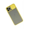 Mey İthalat® iPhone 11 Pro Max Kılıf Palm Buzlu Kamera Sürgülü Silikon - Sarı