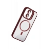 Mey İthalat®   iPhone 11 Remim Lensli Magsafe Standlı Kapak - Bordo