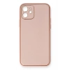 Mey İthalat®  iPhone 12 Kılıf Coco Deri Silikon Kapak - Pembe