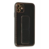 Mey İthalat®  iPhone 12 Kılıf Coco Karbon Standlı Kapak - Siyah