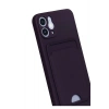 Mey İthalat®  iPhone 12 Kılıf Kelvin Kartvizitli Silikon - Derin Mor