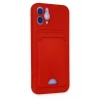 Mey İthalat®  iPhone 12 Kılıf Kelvin Kartvizitli Silikon - Kırmızı