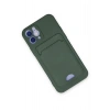 Mey İthalat®  iPhone 12 Kılıf Kelvin Kartvizitli Silikon - Koyu Yeşil