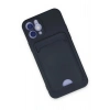 Mey İthalat®  iPhone 12 Kılıf Kelvin Kartvizitli Silikon - Lacivert