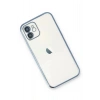 Mey İthalat®  iPhone 12 Kılıf  Lensli Silikon - Açık Mavi