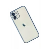 Mey İthalat®  iPhone 12 Kılıf  Lensli Silikon - Lacivert