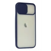 Mey İthalat® iPhone 12 Kılıf Palm Buzlu Kamera Sürgülü Silikon - Lacivert