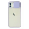 Mey İthalat® iPhone 12 Kılıf Palm Buzlu Kamera Sürgülü Silikon - Lila