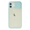 Mey İthalat® iPhone 12 Kılıf Palm Buzlu Kamera Sürgülü Silikon - Turkuaz
