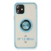 Mey İthalat®  iPhone 12 Mini Kılıf Montreal Yüzüklü Silikon Kapak - Buz Mavi