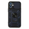 Mey İthalat®  iPhone 12 Mini Kılıf Pars Lens Yüzüklü Silikon - Lacivert