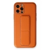 Mey İthalat®  iPhone 12 Pro Kılıf Coco Deri Standlı Kapak - Turuncu