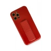 Mey İthalat®  iPhone 12 Pro Kılıf Coco Karbon Standlı Kapak - Kırmızı