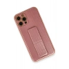 Mey İthalat®  iPhone 12 Pro Kılıf Coco Karbon Standlı Kapak - Pembe