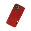Mey İthalat® iPhone 12 Pro Kılıf Loop Deri Silikon - Kırmızı