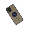 Mey İthalat®  iPhone 12 Pro Kılıf Montreal Yüzüklü Silikon Kapak - Lacivert